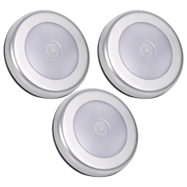3 stk Trådløs PIR Automatisk Bevægelsessensor Natlys 6 LED Rund Krop Batteridrevet Lampe