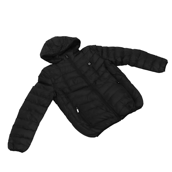 Lämmitetty takki Älykäs termostaattinen sähköinen lämmitys Musta huppu lämmin lämmitetty takki miehille naisille 2XL