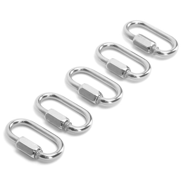 5 kpl Ruostumattomasta teräksestä valmistettuja Heavy Duty D-muotoisia lukittavia karabiinikoukkuja ruuvilla kiipeilyyn (3,5 mm)
