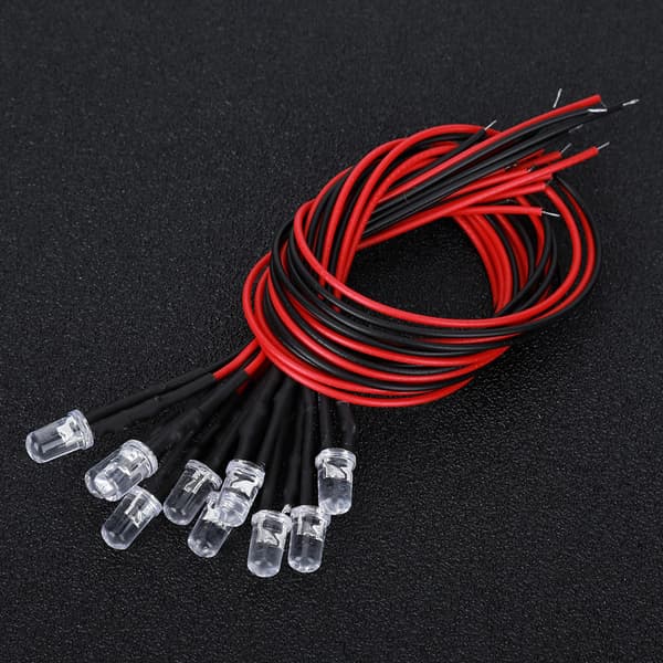 【NX】12V Pre-Wired Light Emitting Diode med 5 mm runt huvud Highlight Light Bead Varm vit