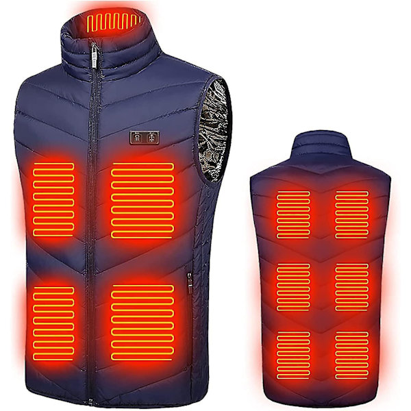 Uppvärmd Slim Fit vinterväst för utomhusvandring - Unisex, 3X-Large, 11-zon blå uppvärmning