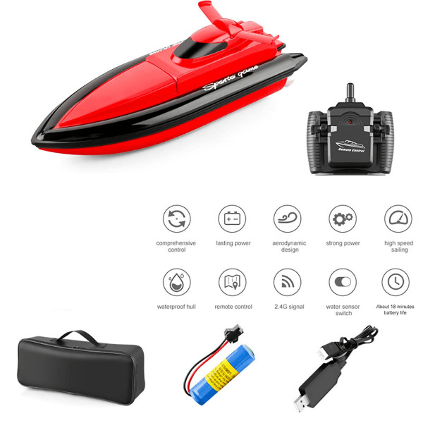 4-kanalers Rc-båt 2,4ghz höghastighets 25km/h Vattentät Rc-hastighetsbåtracerfartyg Elektrisk modellleksaker för vuxna och barn Color 1 battery