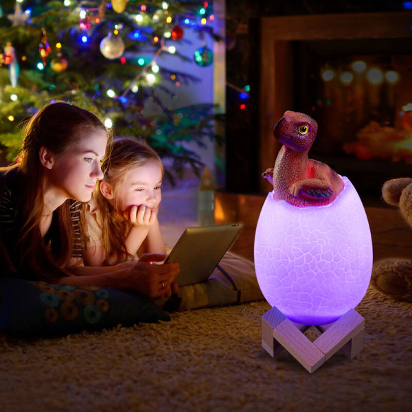 Dinosaur nattlampa Smart hem bordslampa kreativ LED 3D nattlampa, Dragon egg tjuv fjärrkontroll 16 färger