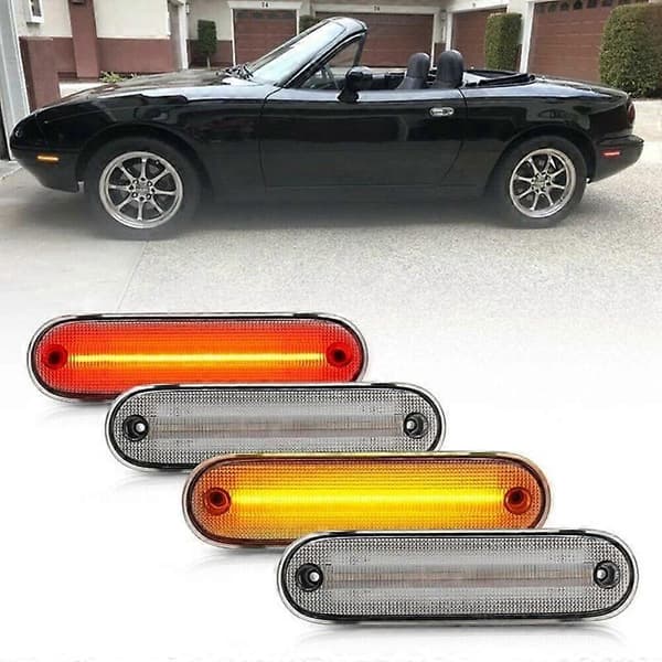 st/sæt LED-sidemarkeringslys klar linse foran bag blinklys til MX-5 MX5 MIATA 1990-2005