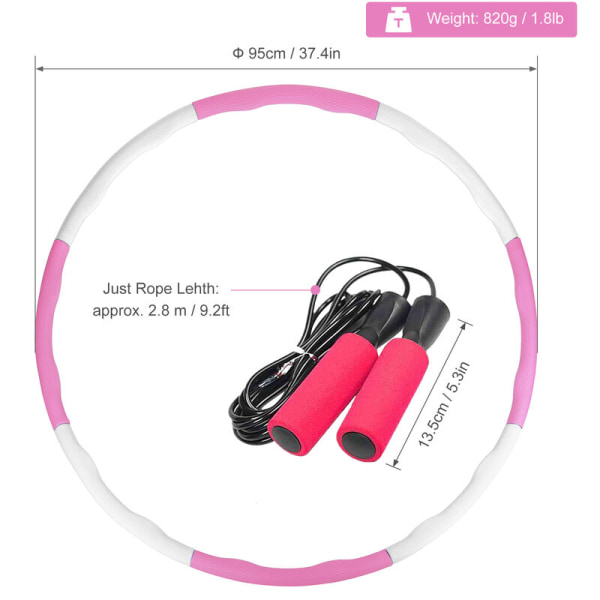 8-delers roterende midjebøyle hoppetausett for midjeslanketrening Vekttap, modell: PinkWhite