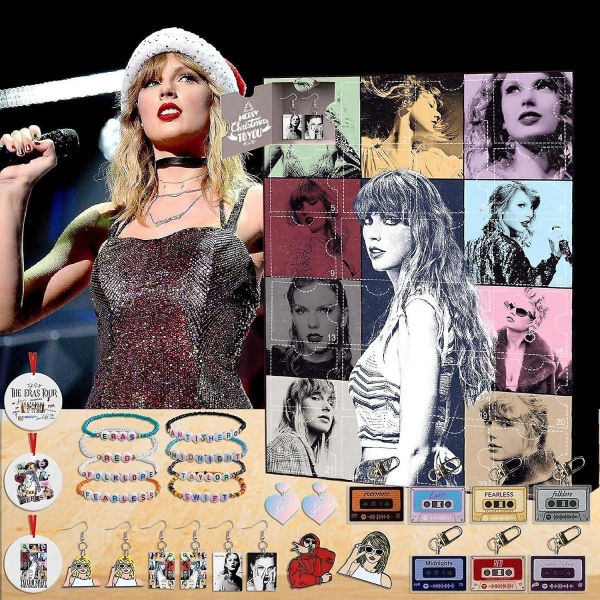 Julkalender 24 st Taylor Swift Countdown Calendar Nyckelring Hängen Örhängen Julklappar til pigerBra kvalitet