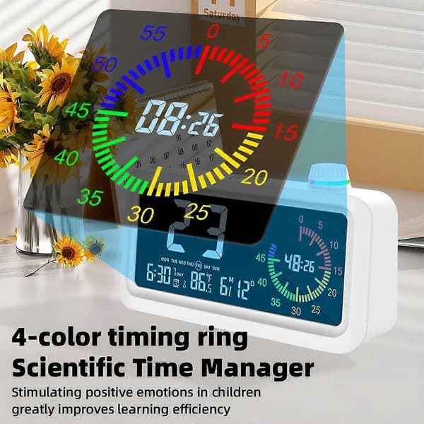 2025 est 60 minuters visuell timer kompatibel med barn, Pomodoro-timer, uppladdningsbart larm