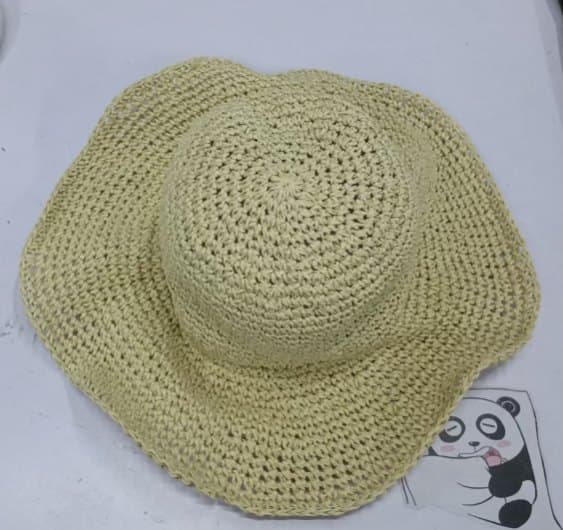 Sammenfoldelig stråhat til kvinder, Sammenfoldelig stråhat med bred skygge - Sommer og strand, Damesolhat til sommeren 57-59 cm beige