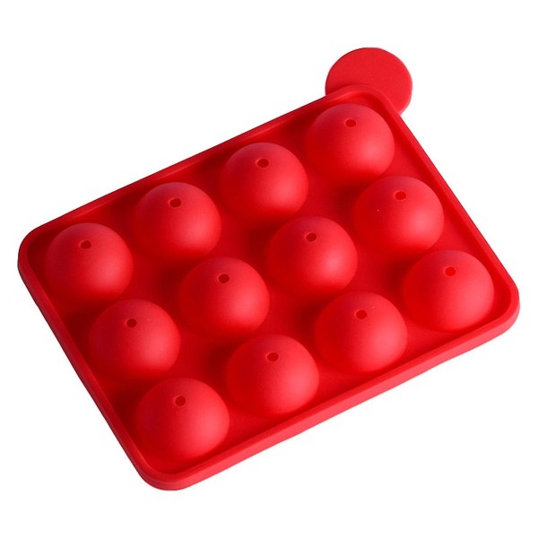 1 sæt slikkepindeform 12-hulrum multifunktions silikone halvkugleformet chokoladeform til børn Red