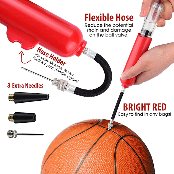 Dual Action Ball Pump Bärbar Ball Pump Air Pump för basket fotboll volleyboll bollar