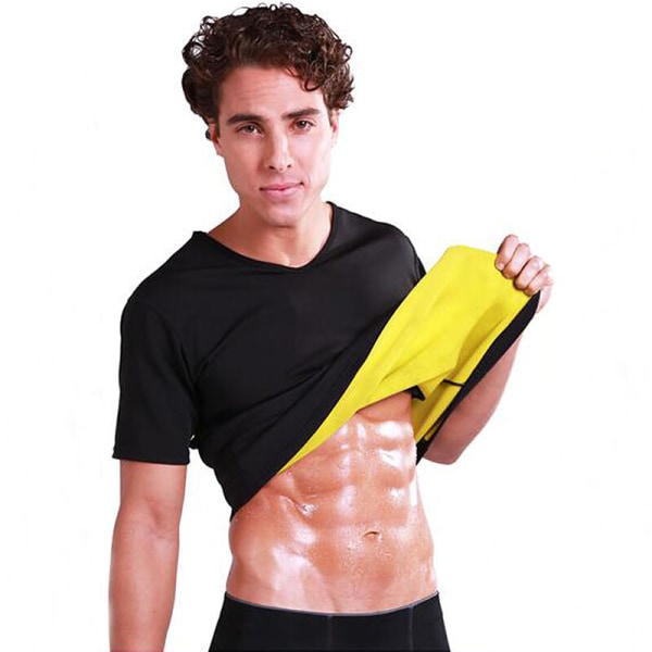 Trænings-saunadragt til mænd Kortærmet neopren sweatshirt Body Shaper Trænings-vægttabsskjorte, Model: S