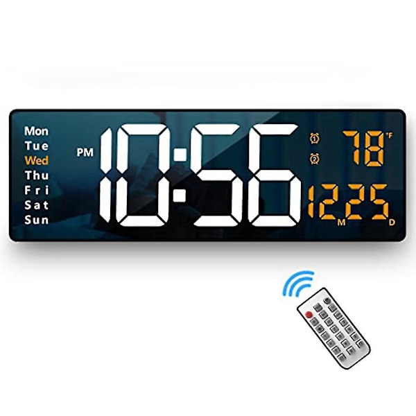 Moderne LED-digital veggklokke med fjernkontroll for romdekorasjon