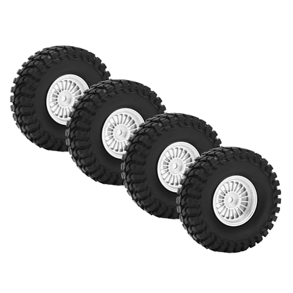 4 kpl RC-ajoneuvon renkaat Renkasetti 55 mm alumiini etu- ja takarenkaat Axial SCX24 1/24 RC-auto Crawler Hopea