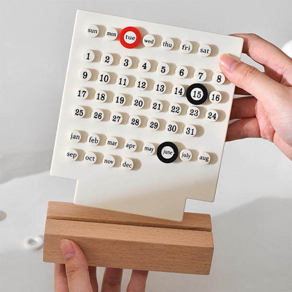 Trebarnskalender DIY Hånddrevet Utvikle Planleggingsferdigheter Evighetskalender for Hjem Hvit