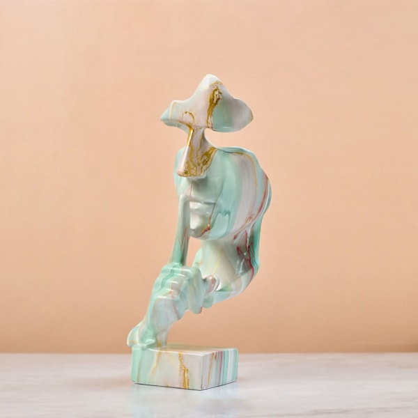 Tænkerstatuette Levende form Kompakt syntetisk harpiks Attraktiv dekorativ stilhed er gylden statuette til hjemmet Grøn guld