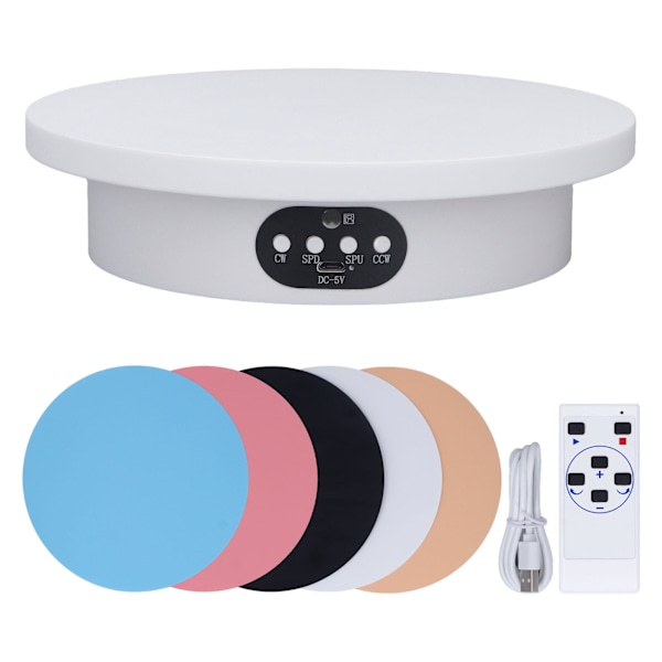 Dreieskive Display Stand 20 cm USB ELLER Batteridrevet Justerbar Hastighet 360 Grader Dreieskive Stand med Fjernkontroll