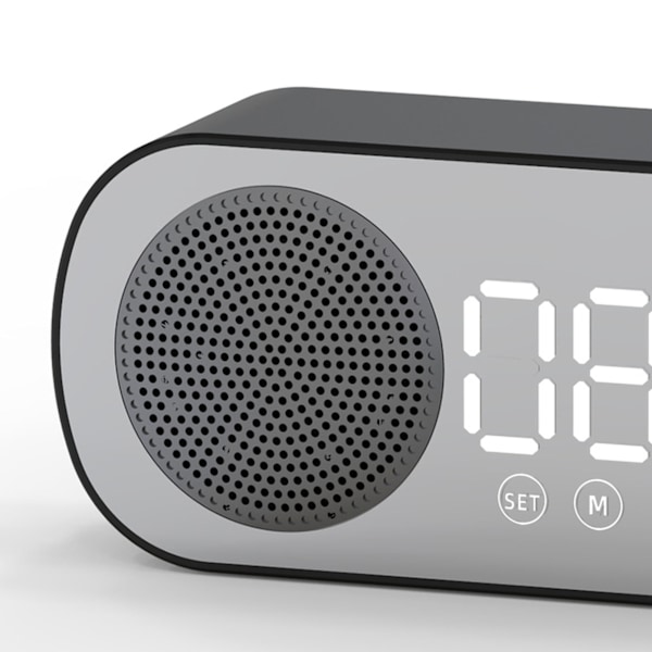 Bluetooth-høyttalerklokke Multifunksjonell Smart Digital Speilvekkerklokke for Hjem Skole Kontor Engelsk Versjon Z7 Svart