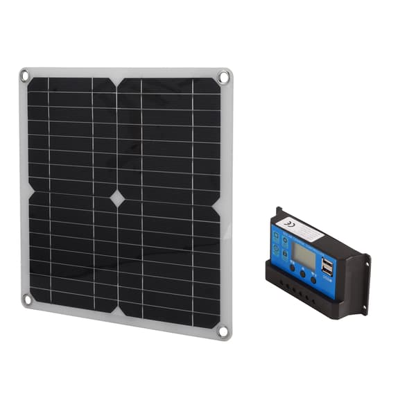 15W Solar Panel Kit Dubbel USB DC-utgång 100A Controller Solceller Kompatibel med bilbåt BatteryController Blå