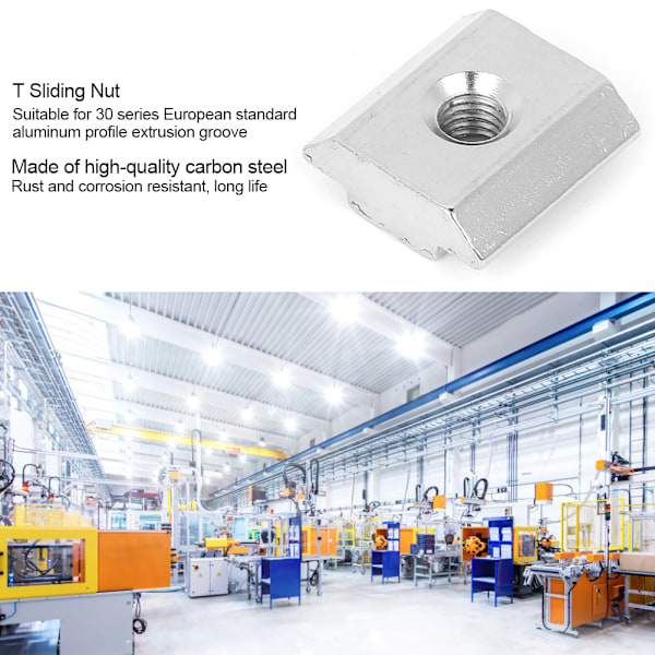 30 stk 30-serien T-spormuttersett Aluminiumprofilgjengede T glidemutterblokkfester (M5)