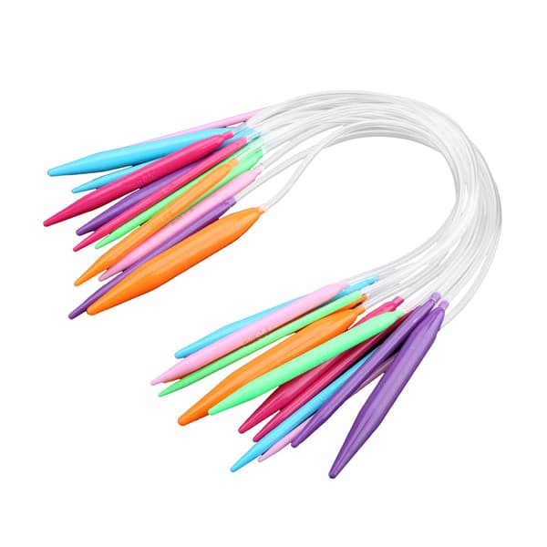 Flerfarget plast rund rør strikkepinner Kit Genser Nålsett 12 STK (40CM)