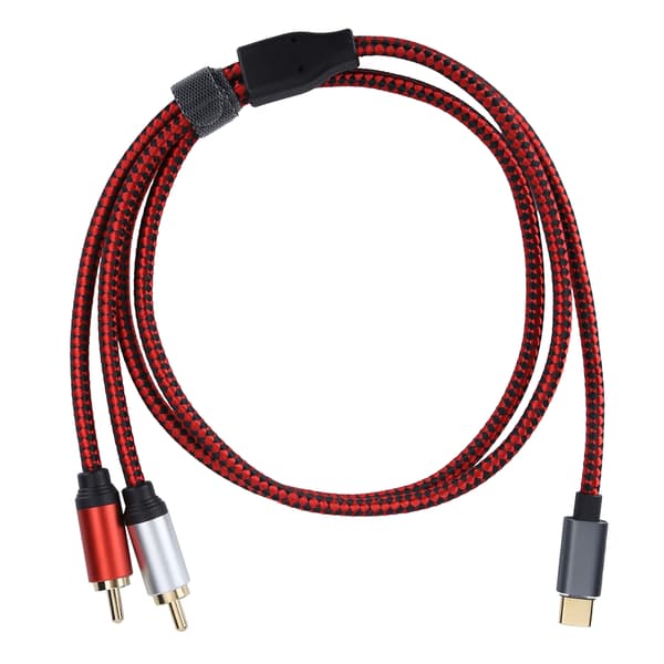 Guld Plating TypeC Han til 2RCA Han Audio Kabel til Mobiltelefon Tablet Laptop (1m)
