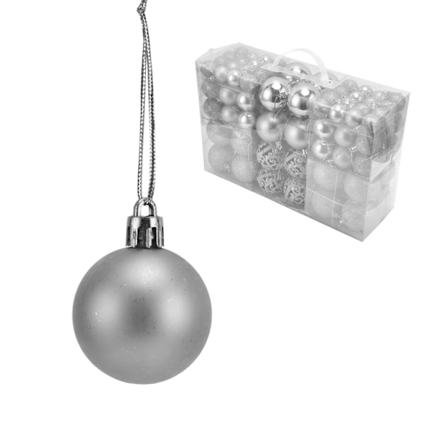 100 st julkulsprydnader splittringssäkra hängande bollar för julgransfestdekorationSilver