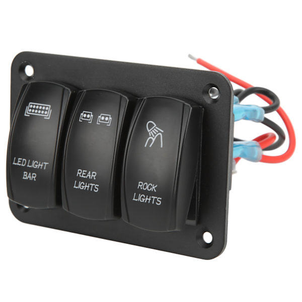 5Pin 3 Gangs vippbrytare Panel Led Light Bar Switch Blå Bakgrundsbelysning DC12‑24V för Marine Båt Bil ATV UTV
