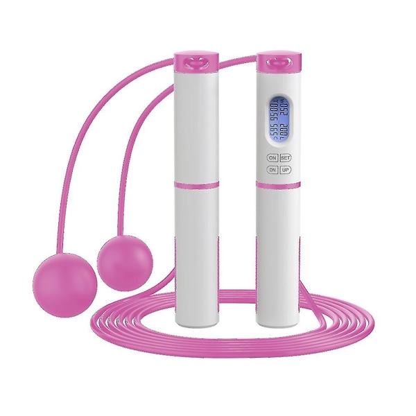 Trådløs digitalt smart hoppetau med ledning eller trådløs for barn Voksen trening pink and white