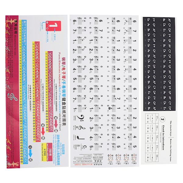Piano Key Sticker Transparent Notation Paster 88 61 54 49 37 Keys Staff Självhäftande