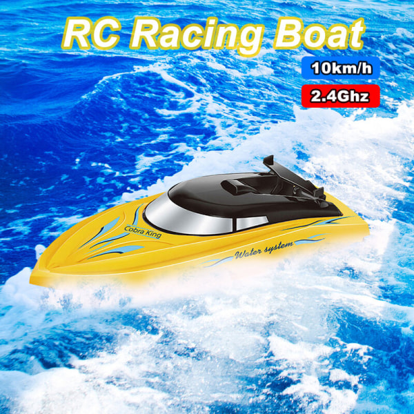 RC-vene aikuisille lapsille 10 km/h, nopea 2-kanavainen kauko-ohjainvene uima-altaille Kilpavene, malli: keltainen
