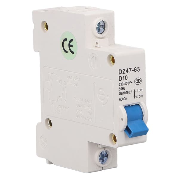 Mini effektbryter 1P 230V 400V Din Rail 10A 6000 Brytekapasitet Effektbryter