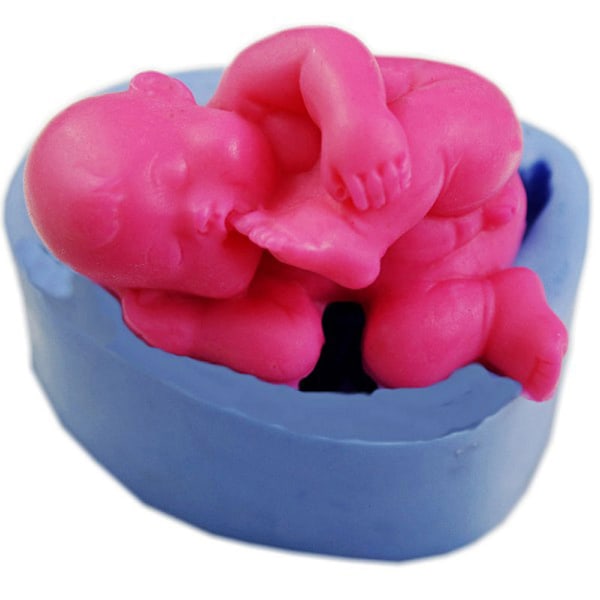 3D Baby Silikonform Socker Chokladform Fondant Tårta Dekorationsverktyg Söt gör-det-själv Sova Baby Shower Göra godisform