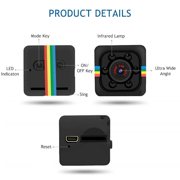 Liten kamera Minikamera HD-kamera IR Night Vision Videokamera DVR-inspelare