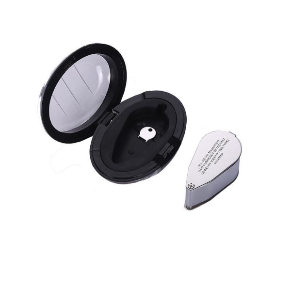 40X Juvelerare Lupp metall Vikbart förstoringsglas med UV LED-ljus för diamanter Juvelerare Mynt (valutaigenkänning/smyckeidentifiering)