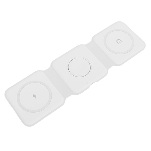 3-i-1 Trådlös Laddare för iPhone Magnetisk Vikbar 3-i-1 Laddningsstation Reseladdare för Flera Enheter Vit