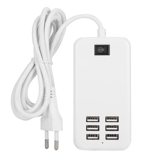 Laderadapter 6 Port 30W USB Skrivebord Hurtigladerstasjon Hub 100‑240VEU Plugg