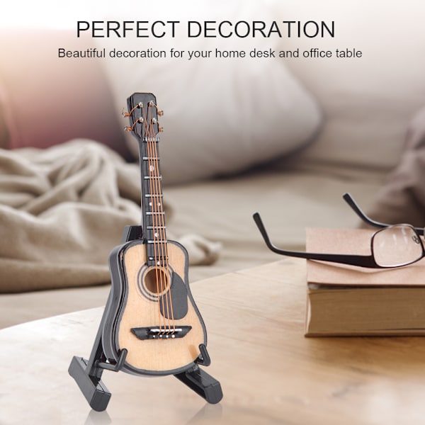 Miniatyr akustisk gitarmodell Mini tre-gitardekorasjon Musikinstrument Modell 8cm