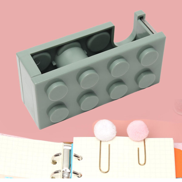 Tape Dispenser Sød Byggeklodseform Let Skærebræt Tapeholder til Skolekontoret Arbejdsrum Grøn