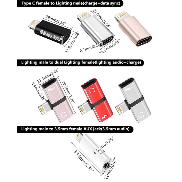 För Iphone Adapter Belysning Till Typ C 3.5mm Aux Jack Hona För Iphone 13 11 Pro X 8 USB C Kabelomvandlare Laddkontakt Lighting to Type C