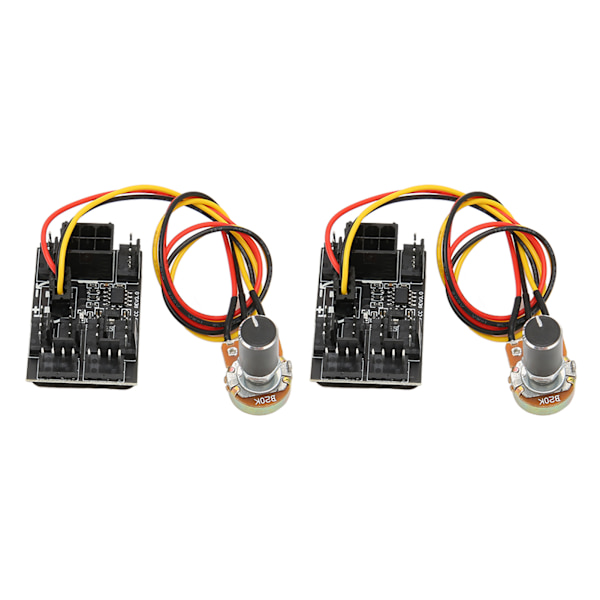2 stk PC-vifte-styring 3-pin 4-pin vifteadapter PWM PC-kabinett kjøleviftehub 8-veis splitter 12V hastighetsstyring