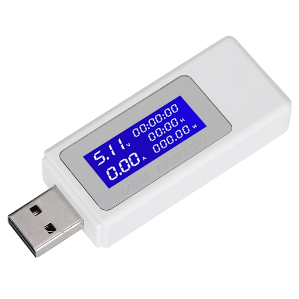 USB Tester Multifunktionell Kapacitet Ström Strömspänning DC Digital Voltmeter Mätare