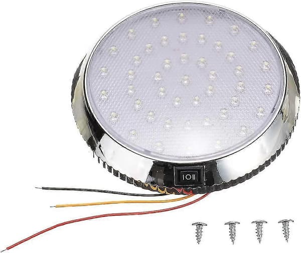 Interiørbelysning for bobil, 12V LED-takkuppelbelysning, interiørbelysning i Cavan med av/på-bryter, leselys med spotlight 46 LED