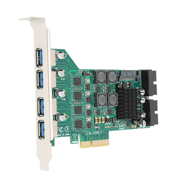 PCIE till USB 3.0 expansionskort oberoende 4 kanaler 5Gbps USB3.0 3A strömförsörjning PCI Express USB 3.0-kort för Windows
