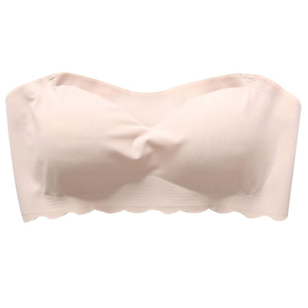 Ice Silk Strapless Wireless Padded Bra Anti-slip Seamless Skin Color