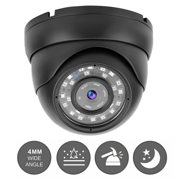 1080p CCTV Dome Kamera AHD Kamera Overvågning NTSC System til Bus Båd Bil (sort)