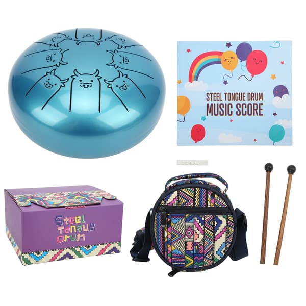 【NX】Tongue Drum 5.5in 8 Notes Chakra Tank Alloy Animal Pattern Percussion Instrument