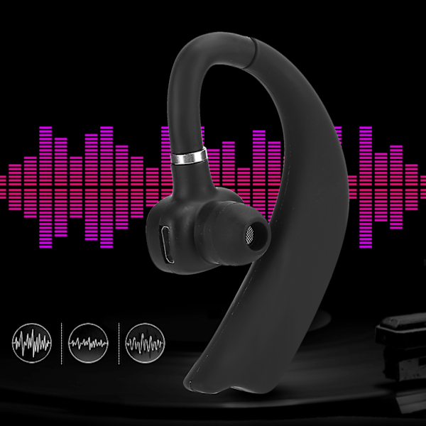 Vanntett trådløse hodetelefoner Bluetooth In Ear-hodetelefoner Stereo Monaural Ear Hook Ørepropper (svarte)