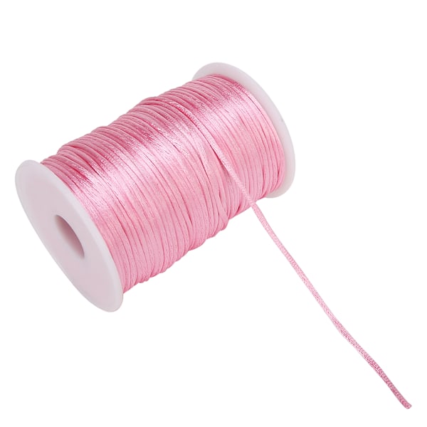 6,5 cm nylon flettet satinsnor til kinesisk knude smykker gør DIY snor håndværk dekoration Rosa