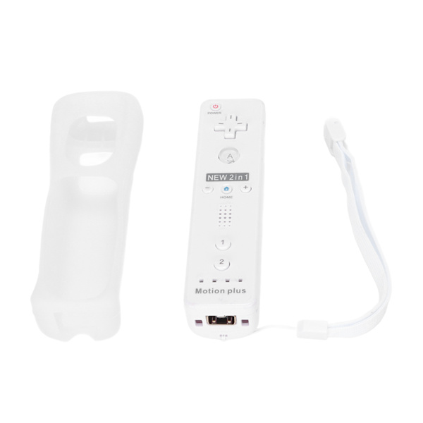 Fjärrkontroll Vibration Ljud Funktion Spelhandtag Spelkonsol Tillbehör med Motion Plus för Wii UWhite