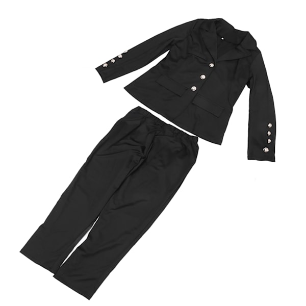 Kvinnor Jacka Byxor Affärskostym Slim Fit Bekväm Andas Enfärgad Kontorsarbetsdräkt Set Svart M